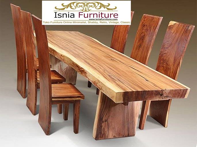 set-meja-makan-kayu-besar-desain-6-kursi Meja Kayu Besar Trembesi Utuh Untuk Makan Bersama Keluarga
